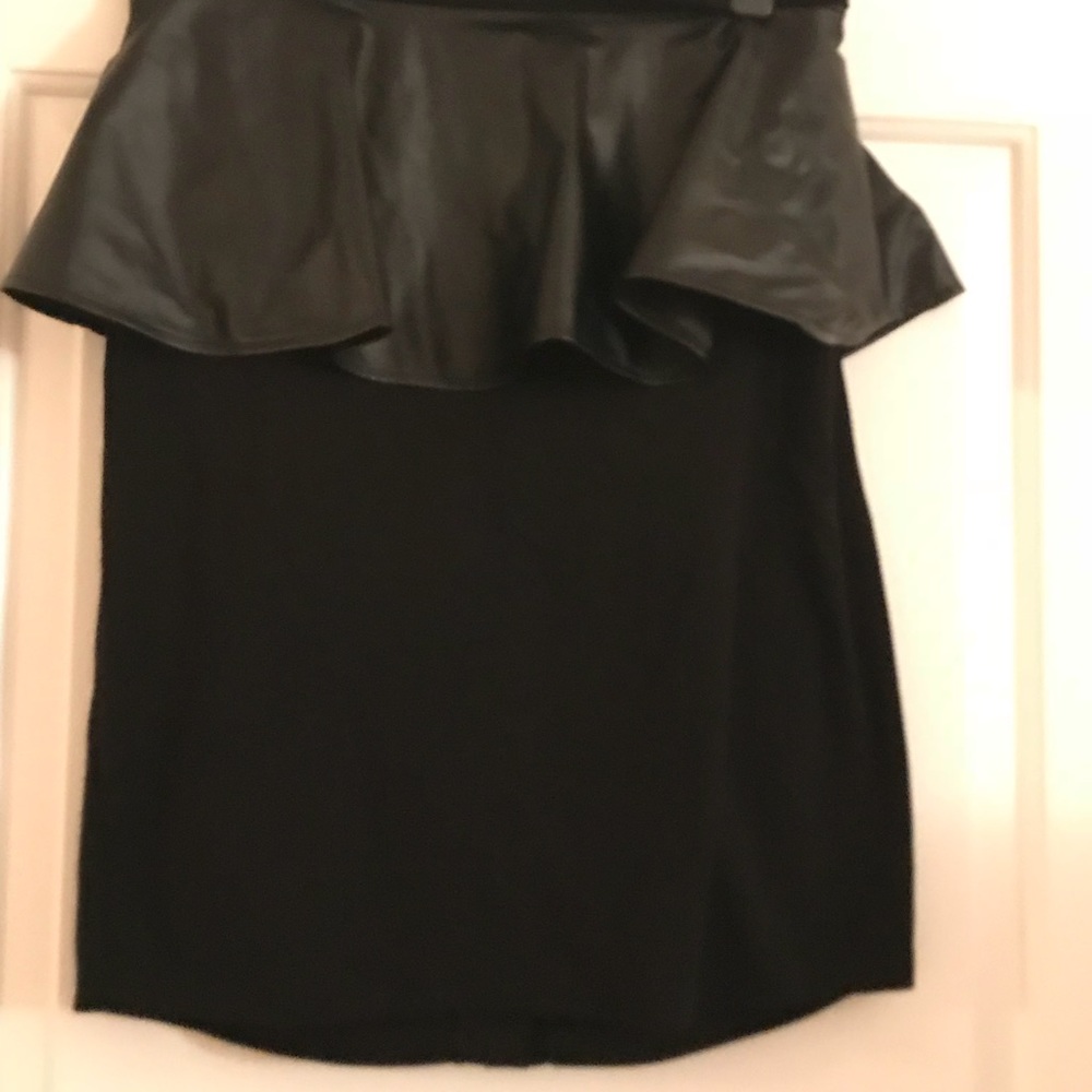 Faux Leather Peplum Skirt with Exposed Zipper